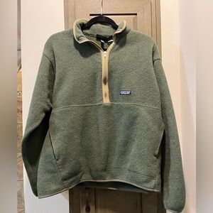 Patagonia synchilla pullover green with tan accents
